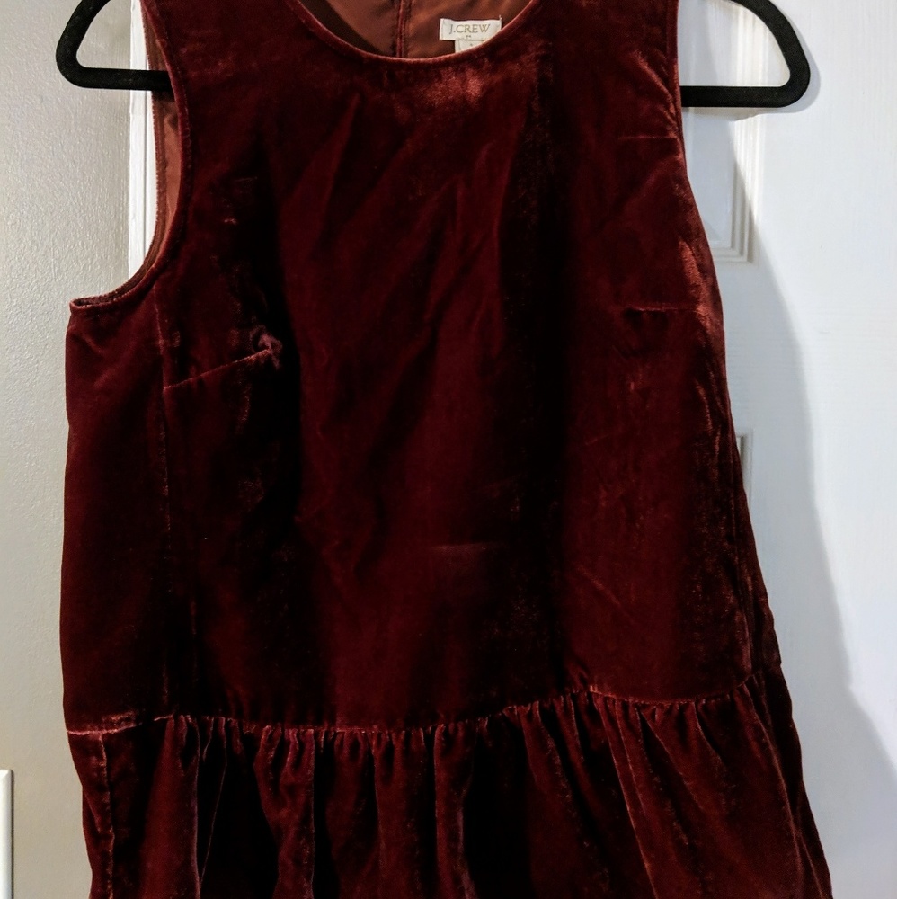 NWT J. Crew burgandy velvet peplum top